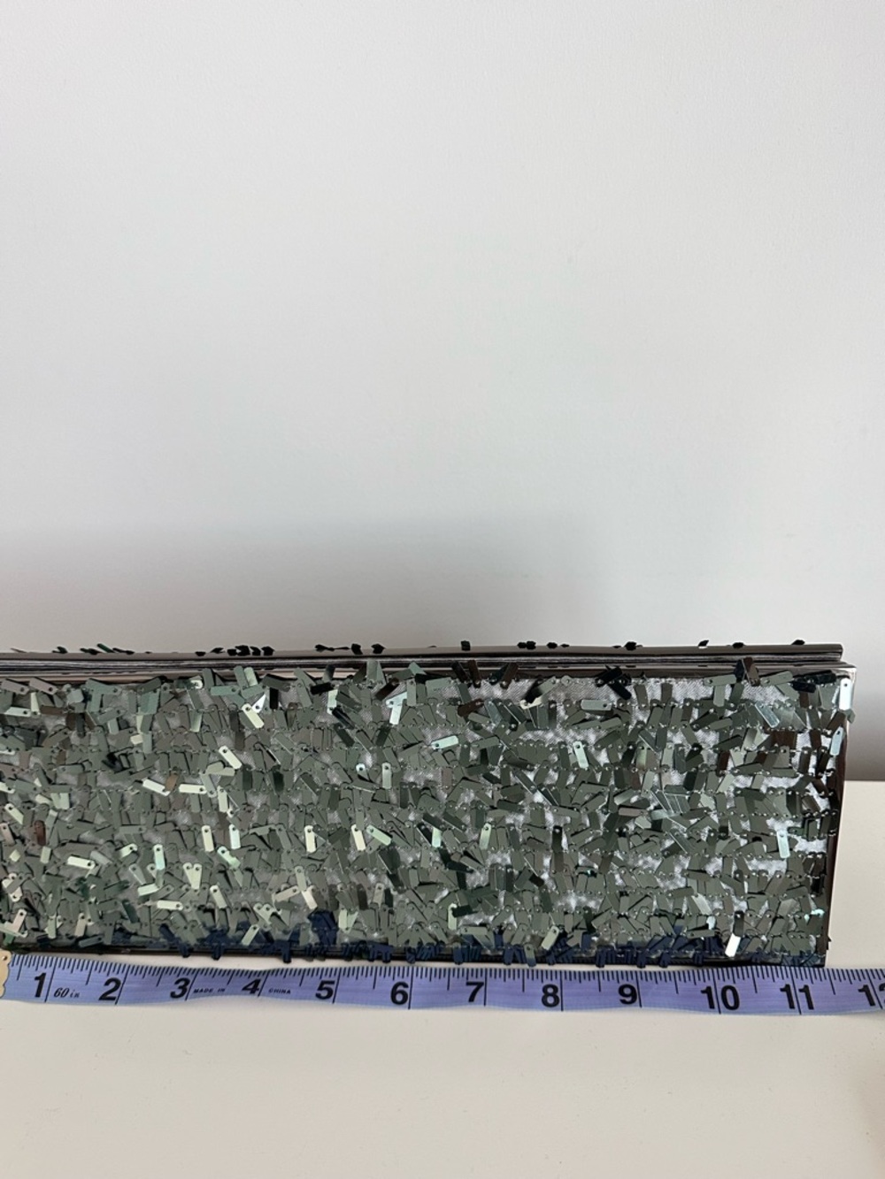BCBGMaxAzria Silver Sequin Rectangular Evening Clutch / Crossbody Bag - Picture 10 of 12